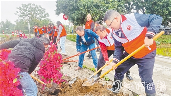 黨員干部、村民代表合力栽下樹苗，為公路沿線增添一抹生機(jī)。