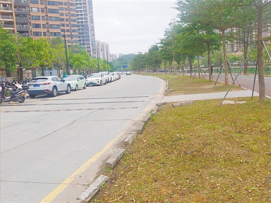 改造前的桂香路為雙向單車道，混凝土路面開裂明顯，路緣石破損嚴(yán)重。