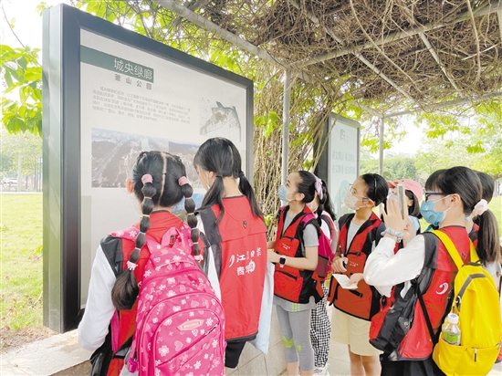 小記者們邊走邊看，感受江海城市品質(zhì)提升。